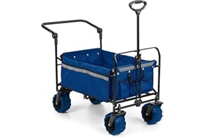Waldbeck Easy Rider - Cart, Handcart, Load-Bearing up to 70kg, Robust and Easy-Care 600D Polyester Cover, 2 Safety Belts for Children, Foldable, Telescopic/Push Rod
