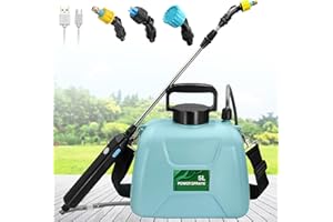 Kevsuvqin Pulverisateur Electrique 5V/2400mAh, Pulverisateur de Jardin 5L, Pulverisateur avec Rétractable, Pulverisateur a Pression avec 3 Buses Réglables et Réservoir d'eau de 5 litres