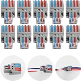 CTRICALVER 10 Pcs Quick Electrical Connectors, 2 in 4 Out Compact Conductor Connector, Connector Cable Spring, with Mounting