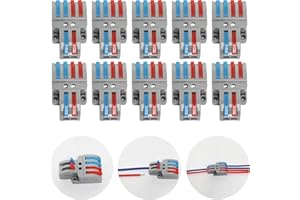 CTRICALVER 10 sztuk kabla przyłączeniowego, 2 w 4 wyjścia dwustronnego przewodu kompaktowego, złącze zaciskowe, złącze sprężyny, ze śrubami montażowymi