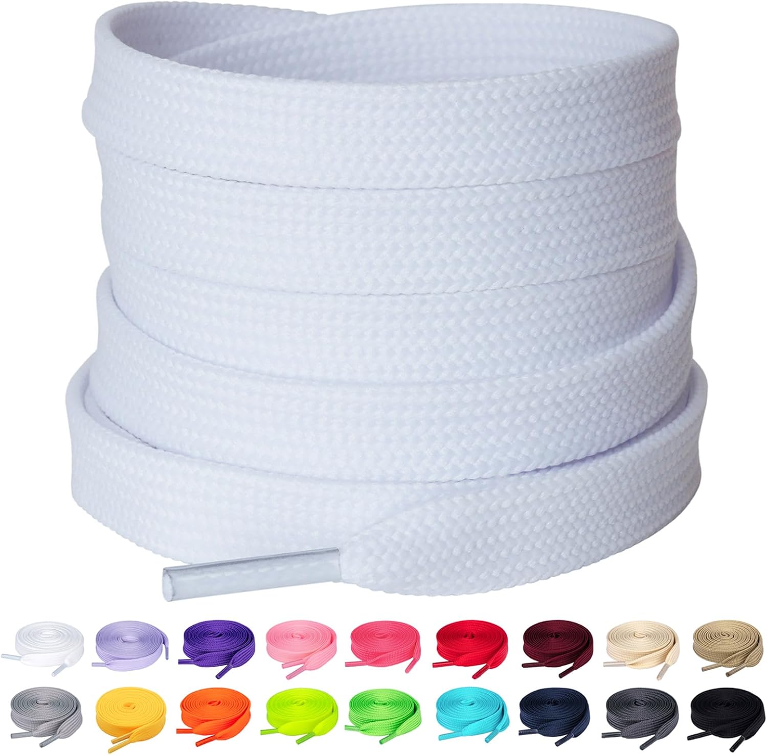 Olukssck - 2 Pares de Cordones Planos, Cordones duraderos de Repuesto de 10 mm de Calidad para Zapatos de Deporte, Zapatos de Ciudad