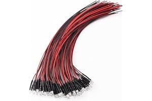 YIXISI 40 Stücke 3mm Dioden Licht, 12V 20cm Vorverdrahtete LED, Vorverdrahtetes Licht, LED Leuchtdioden Vorverdrahtet, Rot