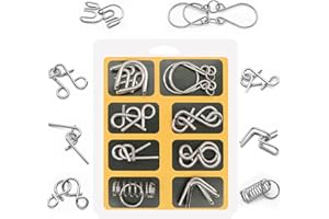 LEUOVE Metal Wire Puzzles Toy Brain Teaser Puzzles Mind Games IQ Test Toy Cracker Fillers for Kids Adults, Set of 8