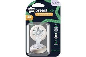 Tommee Tippee Breast-Like Soother, Skin-Like Texture, Symmetrical Orthodontic Design, BPA-Free, Includes Steriliser Box, 0-6m, Pack of 2