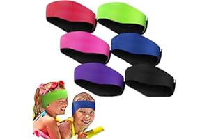BIGCHEER Bandeau de Natation Enfant, Bandeau d'Oreilles Enfants en Néoprène, Bandeau Sport Élastique Équipement Sport Nautique,empêche la pénétration de l'eau et maintient Les Bouchons d'oreille（Noir)