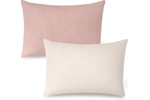 HYHIOTS Musselin-Kissenbezüge für Kleinkinder, Baumwolle, weich und atmungsaktiv, Kinder-Kissenbezüge für Reisen, mit Hotelverschluss, für 33 x 45,7 cm, 35,6 x 48,3 cm, 30,5 x 40,6 cm, Rosa + Khaki