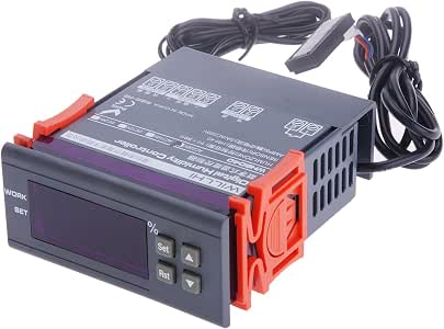 Régulateur de température et d'humidité 230V avec sonde – Thermostat numérique Hygrostat avec prise, minuterie, alarme et contrôleur pour serre, aquarium, terrarium et culture de champignons