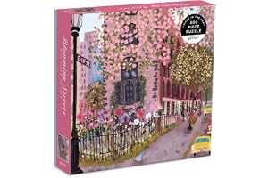 Galison Blooming Streets 500 Piece Puzzle | Illustrated by Joy Laforme, Cherry Blossoms, NYC, Yellow Taxi, Challenging, Recycled Paper, No Dust, Finished Size 20" x 20"