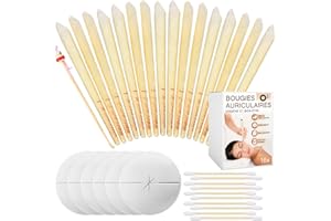 O³ Bougies Oreilles Nettoyantes - 16 Bougies Auriculaires + 8 Protections Anti Chute de Cire + Cotons-Tiges + Offert 1 Oriculi - Ear Candle 100% Cire d'abeille Naturelle