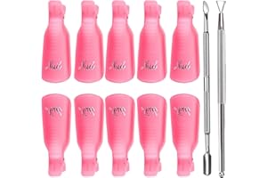 USMLICER Rimozione Smalto per Unghie Kit, 10 Cappucci con Clip con 2 Cuticola Trimmer, Rimozione Smalto Unghie Gel Rimozione Smalto Semipermanente