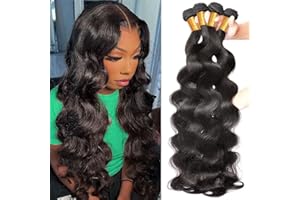 VALLBEST 10A Human Hair Bundles Body Wave 3 Bundles Human Hair 16 16 16 Inch 100% Unprocessed Brazilian Virgin Hair Bundles Body Wave Human Hair Extensions Natural Black Color