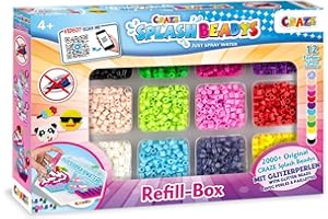 CRAZE Perle a coller SPLASH BEADYS Recharge de Perles XXL Bricolage Fille Perle a repasser sans repassage Loisir créatif Perle enfant avec paillettes 59440 Multicolore