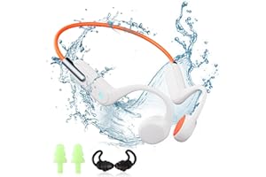 HIFI WALKER Auriculares de Conducción Ósea, Inalámbricos Deportivos con Bluetooth 5.3, IPX8 Impermeable, Micrófono Incorporado y Reproductor MP3 de 32 GB - Blanco