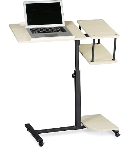Tavolino Regolabile Per Laptop Con Ruote - Scrivania Mobile Per Divano, Letto E Ufficio