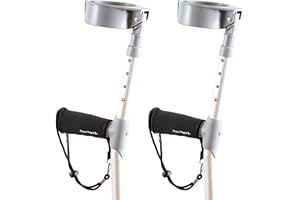 Fitness Magpie Neoprene Crutches Handle Pads – Comfortable Anti Slip Hand Grip with Wrist Strap Technology – Pair of Black Cushion Crutch Pads for Walking Sticks UK