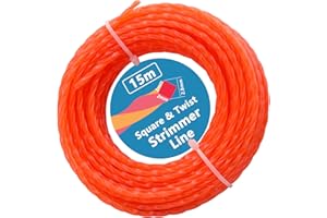 Zeqeey Heavy Duty Square Twist Tagliaerba Filo Diametro 2.8mm - 3mm Lunghezza 15m Nylon Trimmer Cord String Wire Rope per Giardino Elettrico Strimmer Tagliaerba, E3015