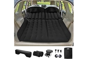 YOOHBERRYS Colchón de Aire SUV, 200 * 125cm, Negro, Cama Hinchable Coche con Bomba Aire y 2 Almohadas, 8 Cámaras de Aire Independientes, para Viajes y Acampadas