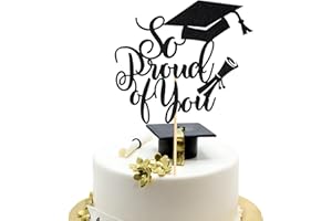 Arthsdite 1pc So Proud of You Cake Topper Congrats Grad 2025 Graduation Party Cake Decorations - Black Glitter