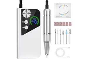 HOMEASY Electric Nail File, 40000RPM Professional Rechargeable Nail Drill, Portable Nail Drill Machine for Acrylic and Gel Nails, E File Manicure Pedicure Kit for Home Salon, White