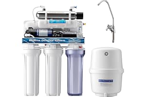 Naturewater 6-stegs omvänd osmos 180 l/dag, RO osmosfilter med UV-enhet och tryckpump för rent dricksvatten