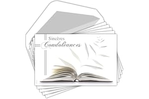 Afie Pochette de 5 Cartes Sincères Condoléances Nos pensées affectueuses vous soutiennent dans l'epreuve feuilles Décès Deuil Fabriqué en France