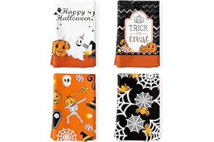 Arquiel Ręczniki do herbaty na Halloween, 100% bawełna, zestaw ręczników kuchennych, 50 x 70 cm, wielofunkcyjne szybkoschnące ręczniki do naczyń, ręczniki do rąk, ręczniki barowe (zestaw 4 szt.)