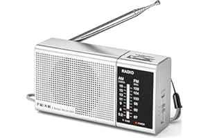 PADWA LIFESTYLE Mini Radio FM/AM Przenośne Kieszonkowe - Szybki Przycisk, Gniazdo Słuchawkowe, 2xAA Bateria, Dla Wędrówek i Joggingu