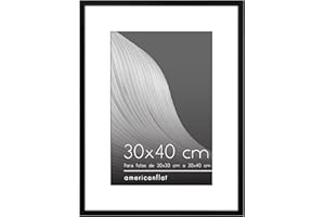 Americanflat Marco de Fotos de 30x40 en Negro - Muestra 20x30 con Alfombrilla y 30x40 sin Alfombrilla - Formatos Horizontales y Verticales para Pared