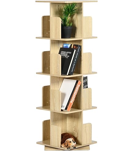 Relaxdays Petite Bibliothèque Rotative à 360°, 3 Niveaux, Pour Vos