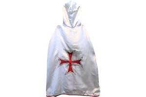 Liontouch - Cape du Chevalier Maltais | Cape d'imitation médiévale, thème Classique de la Croix Rouge | Déguisements, Robes Fantaisies & Costumes Royaux pour Enfants