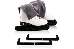YWYHHM Eishockey Kufenschoner Schlittschuhe Geschenkset,Schlittschuhschoner,1 Paar Elastische Kufenstrümpfe+1 Paar Verstellbar Schutz Kunststoff+1 Stück Handtuch, Kufenschutz Zubehör für Herren Damen Kinder