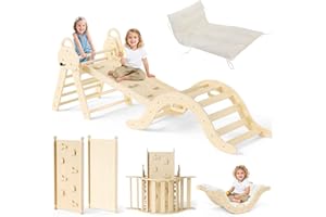 CUPCHID klettergerüst Indoor,7-in-1 Montessori Klettergerüst Set,Indoor Kletterdreieck,25 Jahre Neue Upgrades für Baby-Klettergerüst,Indoor-Kletterset mit waschbarem weichem Kissen