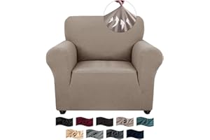 ‎CYCMACO CYCMACO High Stretch Sofa Überzug 1 Sitzer, Sesselhusse rutschfest, Couch Bezug Elastischer, Jacquard Sofahusse Mit Armlehnen, Universal Sofa Covers, Couchüberzug Waschbare, Khaki