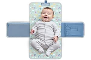 BABY POLAR GEAR Polar Gear Matelas à langer portable avec poches ailées pour lingettes et couches | Matelas à langer de voyage lavable en machine avec poche de rangement avant, poignée et clip | Essentiels pour