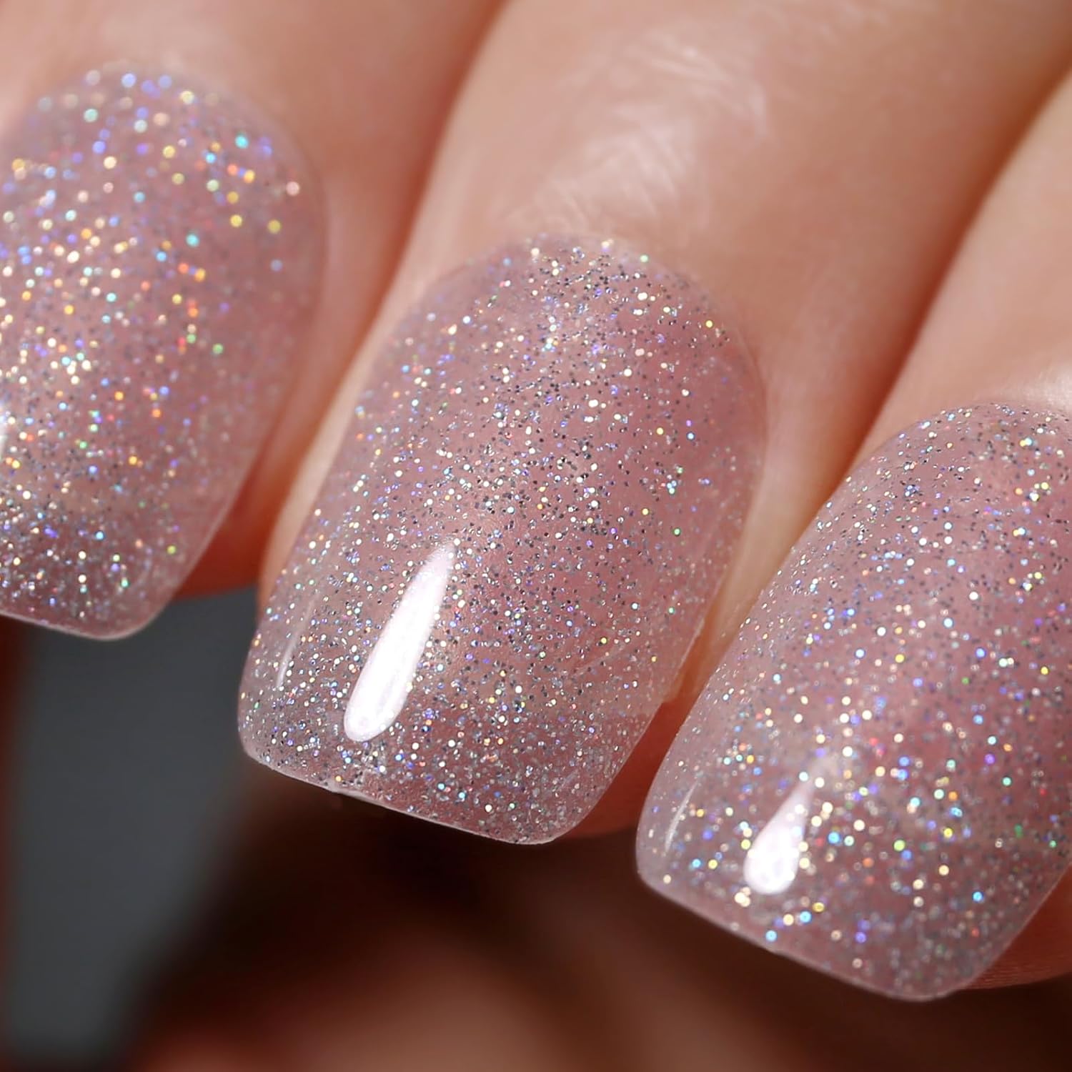 Ozzeal Clear Silver Iridescent Glitter Gel Nail Polish - Sparkle Shimmer Summer Rainbow Soak-Off LED/UV for Art & DIY Manicure 15ml
