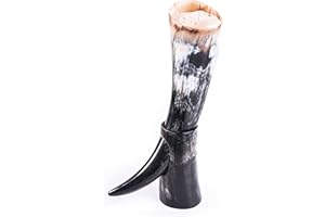 Norse Tradesman Corne à Boire Viking Authentique en Corne de Bœuf avec Support en Corne | Sac Cadeau en Toile De Jute inclus | "The Original", Poli, 30 cm