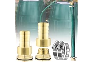 DNGH Regentonnen Verbinder 3/4 Zoll mit Schlauch Regentonnen Verbindungsset Inkl 2 Regentonnendurchführung aus Messing und 100cm Verbindungsschlauch 2 Schlauchschellen