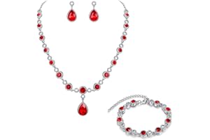 Clearine Femme Parure Vogue Noce Bijoux Mariage Mariée Cristal Autrichien Chaîne Collier Bracelet Pendant Boucle d'oreille Ton d'Argent