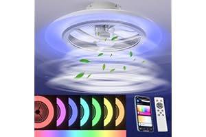 ‎BKZO BKZO 55cm Smart LED Deckenleuchte mit Ventilator, Deckenventilatorleuchten ohne Lampenschirm, Windgeschwindigkeiten einstellbar, dimmbares Licht, moderne Ventilatorbeleuchtung, 3000-5500K