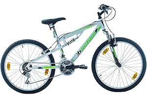 ‎MULTIBRAND DISTRIBUTION Multibrand Speed 24 Zoll Vollgefedert Mountainbike, 18 Gänge, V-Bremse, Unisex,Fahrrad für Jugend, Geeignet für Körpergrößen von 130–155 cm