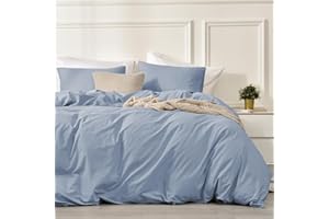 LUOFANFEI Juego de Funda Nordica Cama 135/150 Azul Claro 100% Algodón Transpirable Suave Moderno Juego de Funda de Edredón 240x220 y Fundas Almohada (50x75cm)