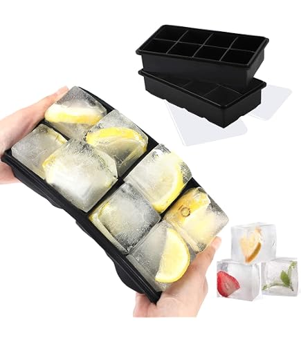 Set Di 2 Stampi In Silicone Per Cubetti Di Ghiaccio Rotondi E Quadrati, Con Coperchio Ermetico E Imbuto, Per Whisky, Cocktail E Caffè, Facili Da Sformare