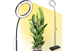 COKOLILA Lámpara de cultivo con soporte, luces para plantas de interior, espectro completo, con timers automático 3/9/12H, altura ajustable 58-170 cm, 3 modos, 10 brillos, uso en plantas pequeñas y altas