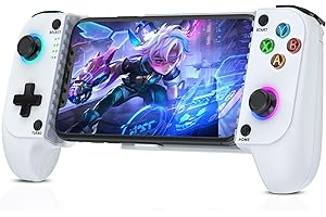 COOGAMEFLY Handy Controller, Turbo Bluetooth Handheld Game Controller für iPhone/Android mit Hall Effekt Joystick ohne Totzonen, Kompatibel mit PS Remote Play/Xbox Cloud,Weiß