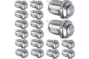GUUZI 18st 12mm 2A 12V/24V/125V/250V AC Momentan Vattentät Tryckknapp på-av Rostfritt Stål Tryckknapp (Högt Huvud)