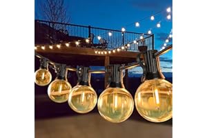 LUCKFEN Guirlande Lumineuse Extérieure 32m/104FT Guirlande Guinguette LED G40 Ampoules 50+2 Rechange,IP44 Imperméable Decoration Extérieur et Intérieur pour Jardin,Fête,Soirée,Terrasse,Noël,Fête Déco-Tandem