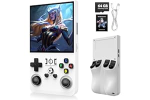 XISKT 2025 New Upgrade R36MAX Retro Handheld Game Console with 64GB Built-in 18000+ Classic Games, Portable Video Gaming Console Linux System 4.0 Inch IPS Screen, 4000mAh Rechargeable Battery-White