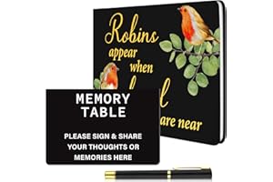 CNSJ Funeral Memory Book Robin Memorial Gifts Funeral Guest Sign in Book with Table Card Pen for Memorial Service Favor Prayer Condolence Remembrance