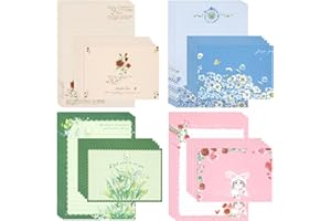 KSIWRE Floral Stationery Paper and Envelopes Set,20 PCS Letter Writing Paper+20 PCS Matching Envelopes,Fresh Floral Style Lined Stationery Set