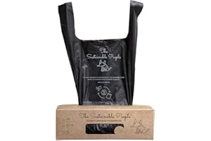 The Sustainable People 160 Sacchetti biodegradabili per deiezioni canine con manici, Prodotto certificato OK compost HOME, 100% compostabili naturalmente, 1 rotolo (160 sacchetti, con manici)